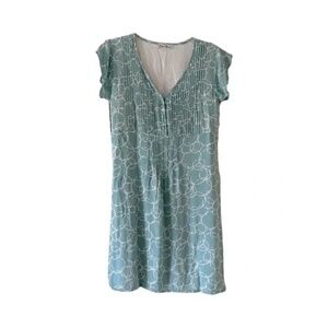 Carve Designs | Aqua Blue V-Neck Pintuck Flutter Sleeve Dress, Size 12